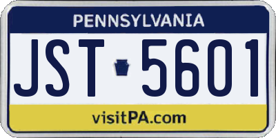 PA license plate JST5601