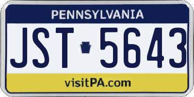 PA license plate JST5643