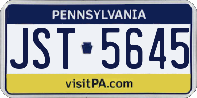 PA license plate JST5645