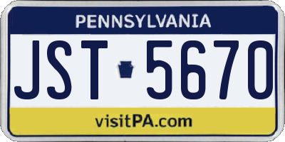 PA license plate JST5670