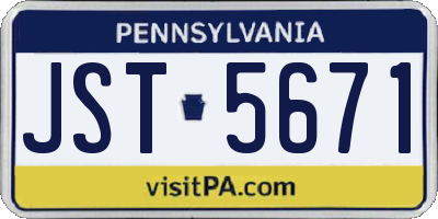 PA license plate JST5671