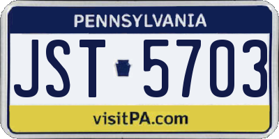 PA license plate JST5703