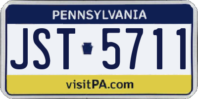 PA license plate JST5711