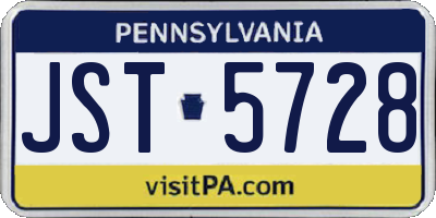 PA license plate JST5728