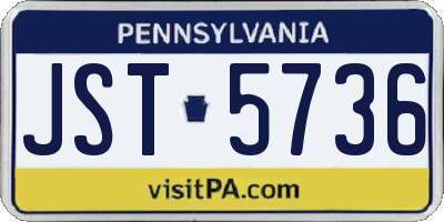 PA license plate JST5736