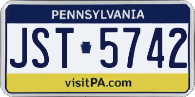 PA license plate JST5742