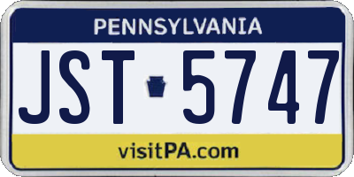 PA license plate JST5747