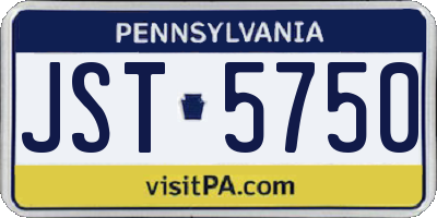 PA license plate JST5750
