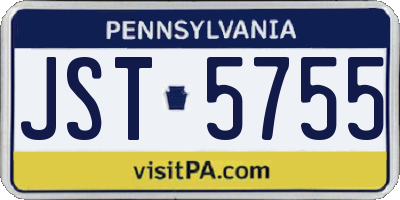 PA license plate JST5755