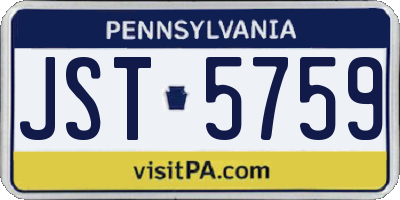 PA license plate JST5759