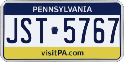 PA license plate JST5767