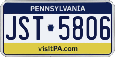 PA license plate JST5806