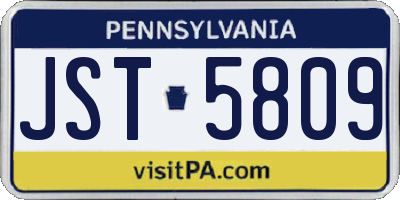 PA license plate JST5809