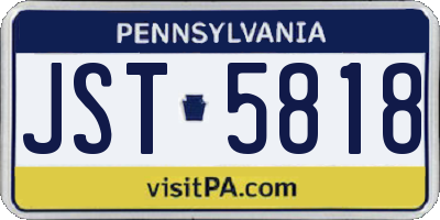 PA license plate JST5818