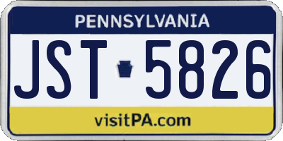 PA license plate JST5826