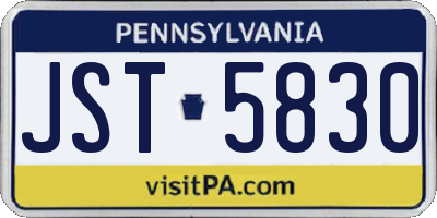 PA license plate JST5830