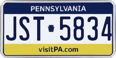 PA license plate JST5834
