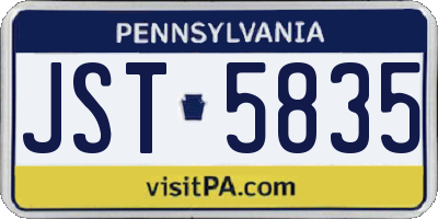 PA license plate JST5835