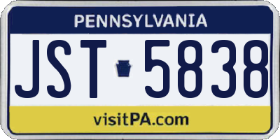 PA license plate JST5838