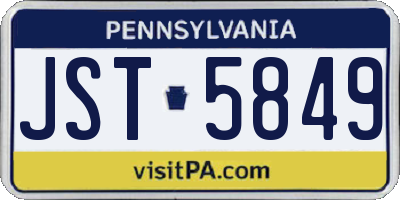 PA license plate JST5849