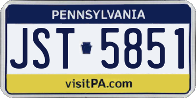 PA license plate JST5851