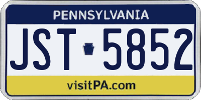 PA license plate JST5852