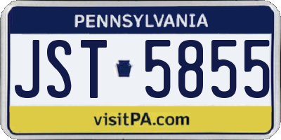 PA license plate JST5855