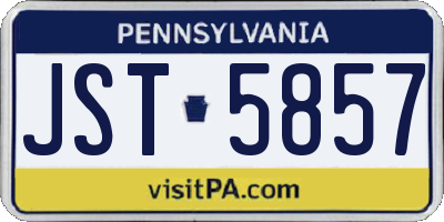PA license plate JST5857