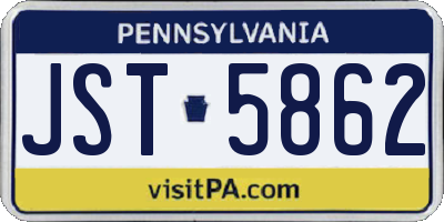 PA license plate JST5862