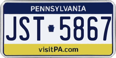 PA license plate JST5867