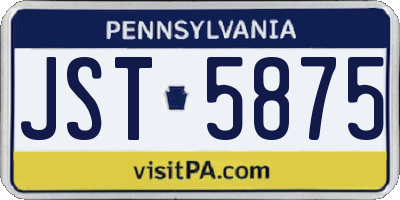 PA license plate JST5875