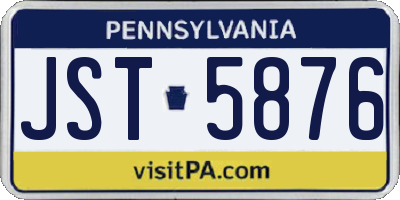 PA license plate JST5876
