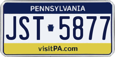 PA license plate JST5877