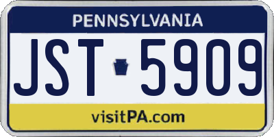 PA license plate JST5909