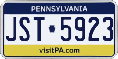 PA license plate JST5923