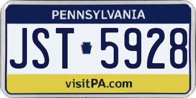 PA license plate JST5928