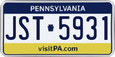 PA license plate JST5931