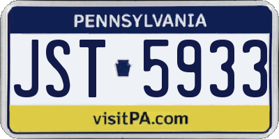 PA license plate JST5933