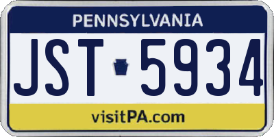 PA license plate JST5934