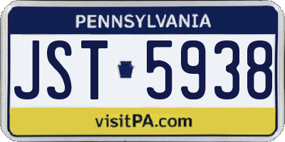 PA license plate JST5938