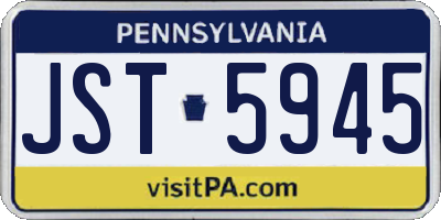 PA license plate JST5945
