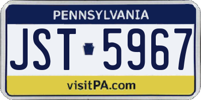 PA license plate JST5967