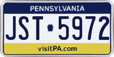 PA license plate JST5972