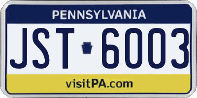PA license plate JST6003