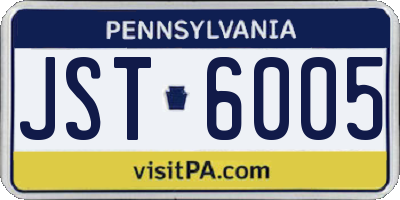 PA license plate JST6005