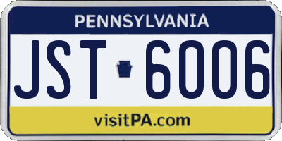 PA license plate JST6006