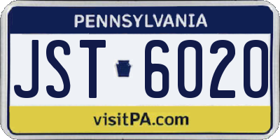 PA license plate JST6020
