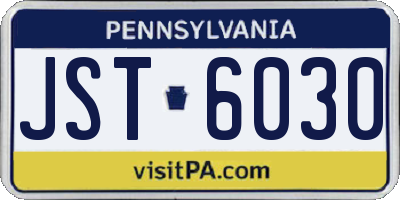 PA license plate JST6030