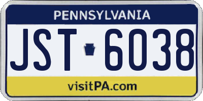 PA license plate JST6038