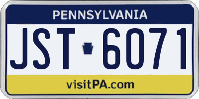 PA license plate JST6071